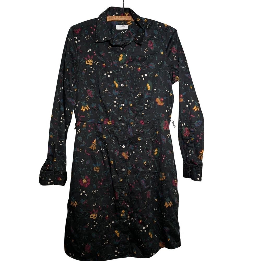 UNTUCKit Womens 4‎ Floral Long Sleeve Button Up Shirt Dress Dark Cottagecore